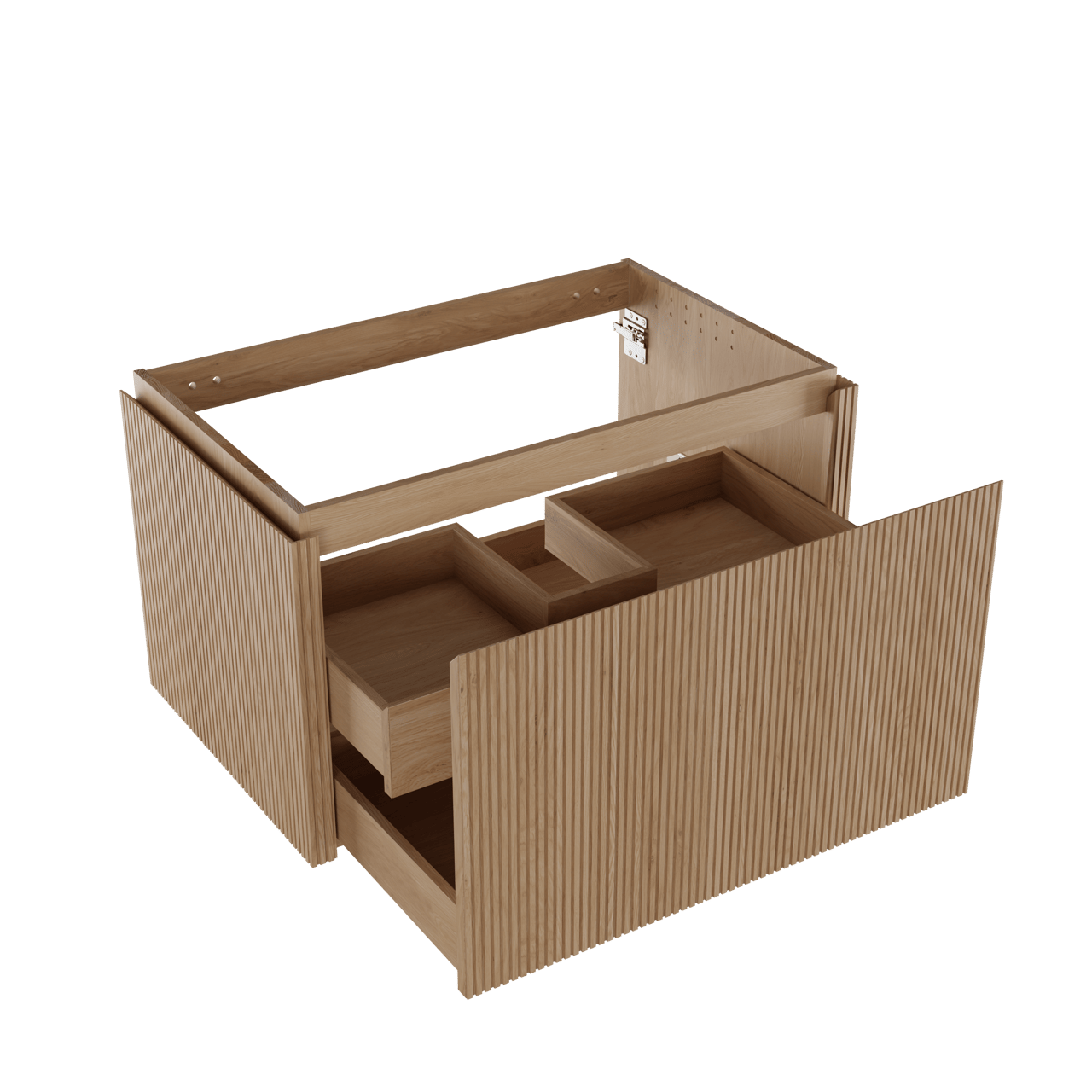 Balmani Eclips meuble sous-lavabo suspendu 90 x 55 cm Chêne naturelle 2 tiroirs Nervure sym. vert.