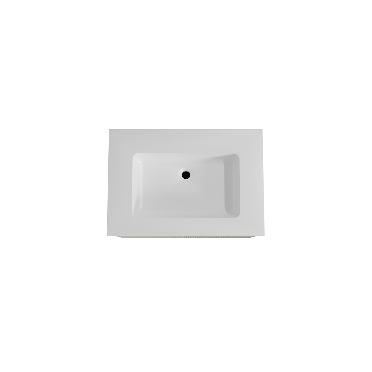 Storke Ribs meuble salle de bains suspendu 75 x 52 cm soie grise avec Mata High plan simple en solid surface blanc mat, Nervure droite symétrique verticale