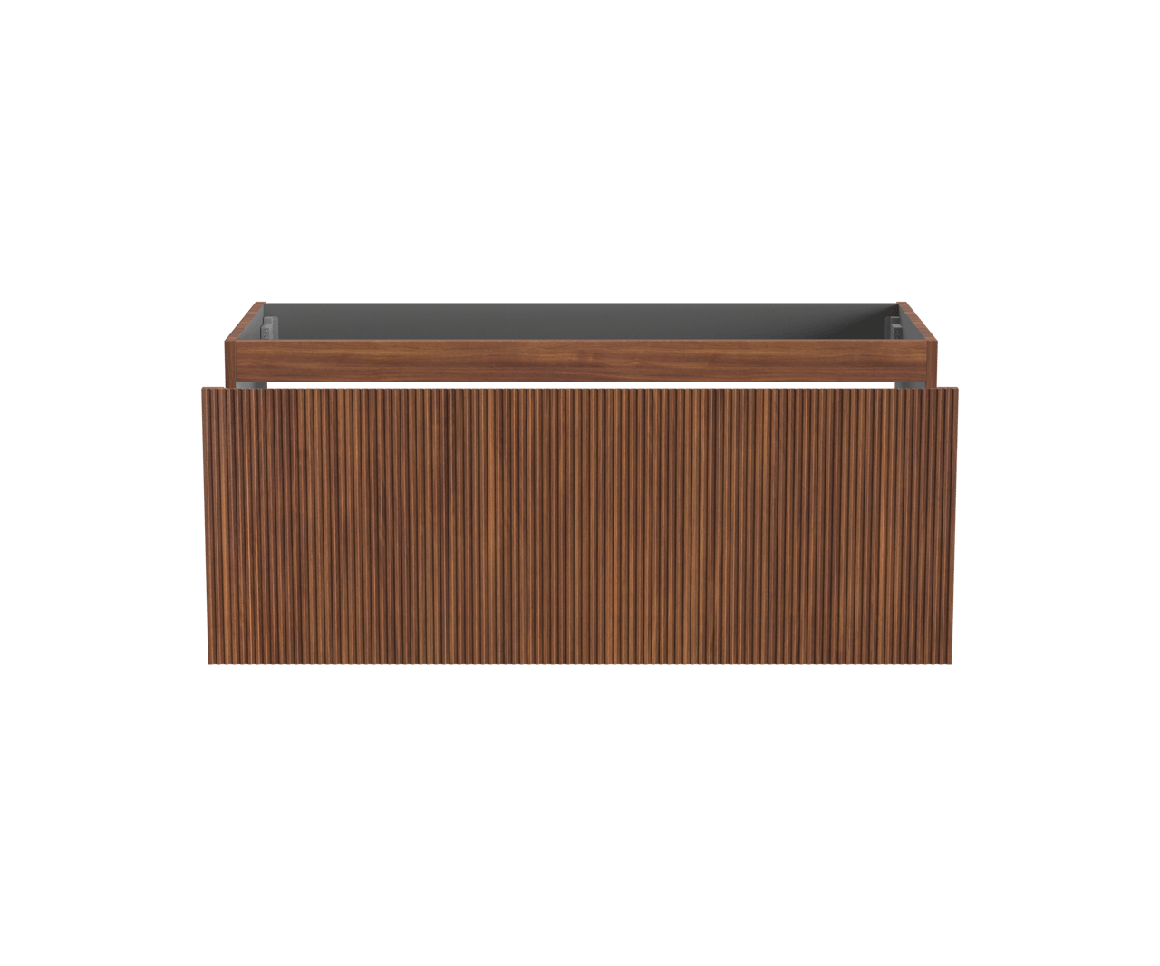 Storke Ribs hängender Waschbeckenunterschrank: 120 x 52 cm, Nussbaum, 2 Schubladen