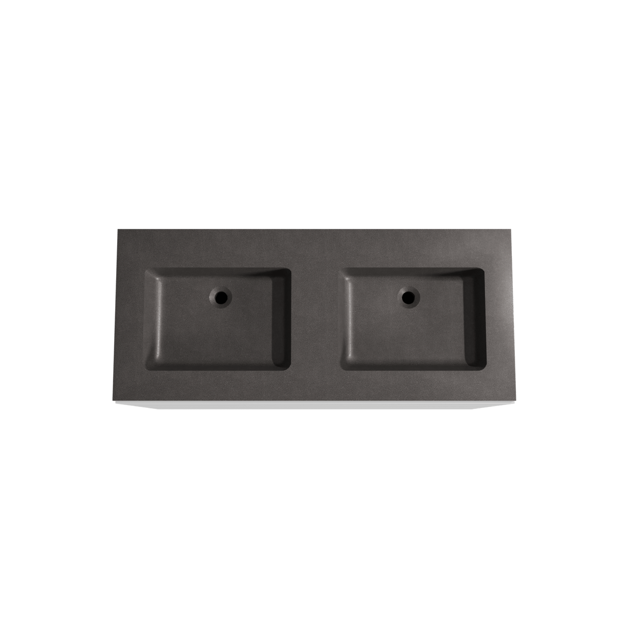 Storke Edge freistehendes Möbelstück Set: 120 x 52 cm, Weiß matt, mit Scuro Doppelwaschtisch, Quarz Schwarz matt