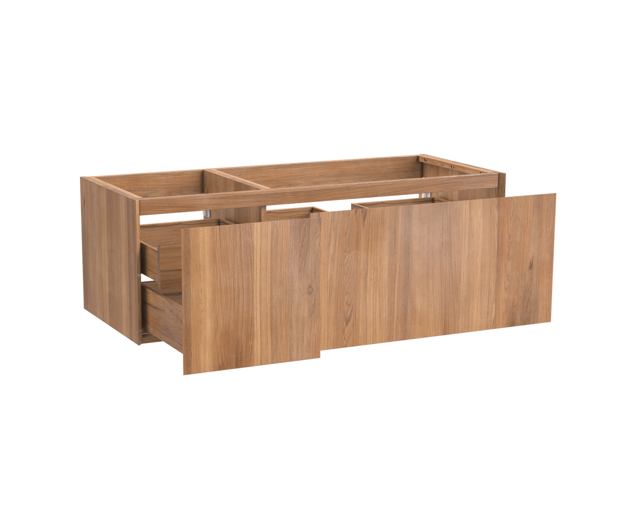 Balmani Idra zwevende wastafelonderkast 135 x 55 cm asymmetrisch rechts teak 4 lades