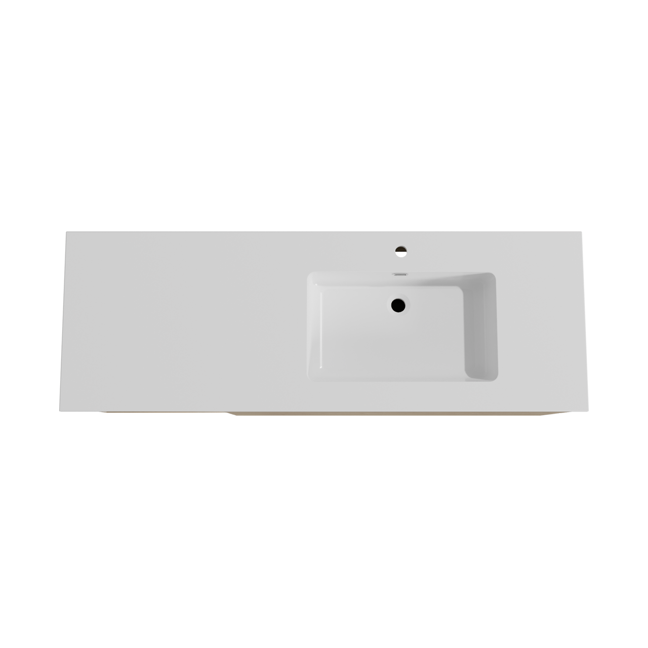 Storke Edge meuble salle de bains suspendu 150 x 52 cm chêne brut avec Diva plan vasque asymétrique à droite en marbre composite blanc brillant