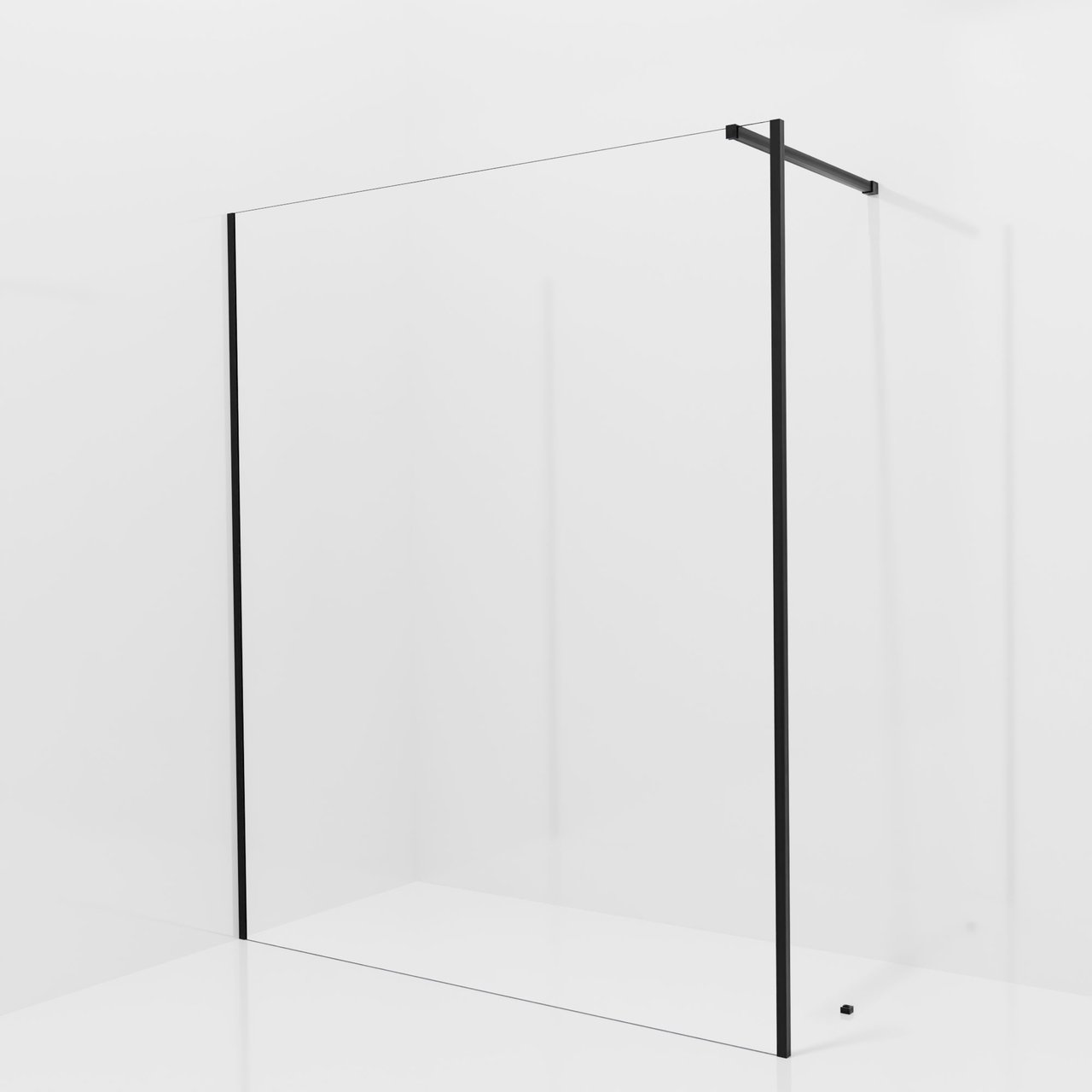 Balmani Modular Walk-In Dusche mit fester Seitenwand: 170 x 200 cm, Klarglas, inklusive Coating, Profil Schwarz matt