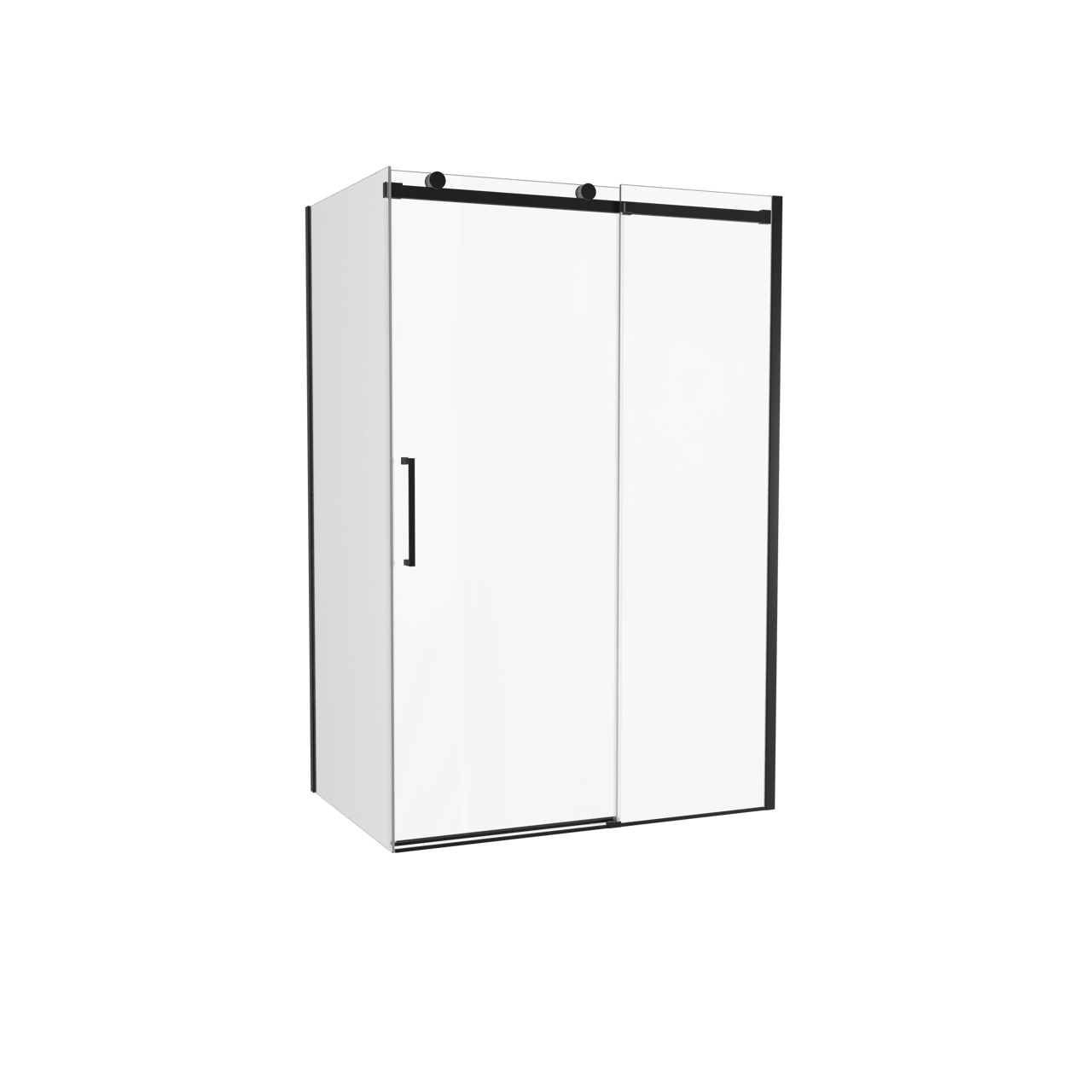 Luca Varess Boltano douchehoek met schuifdeur en vaste zijwand, 130 x 90 cm, helder glas, zwarte profielen