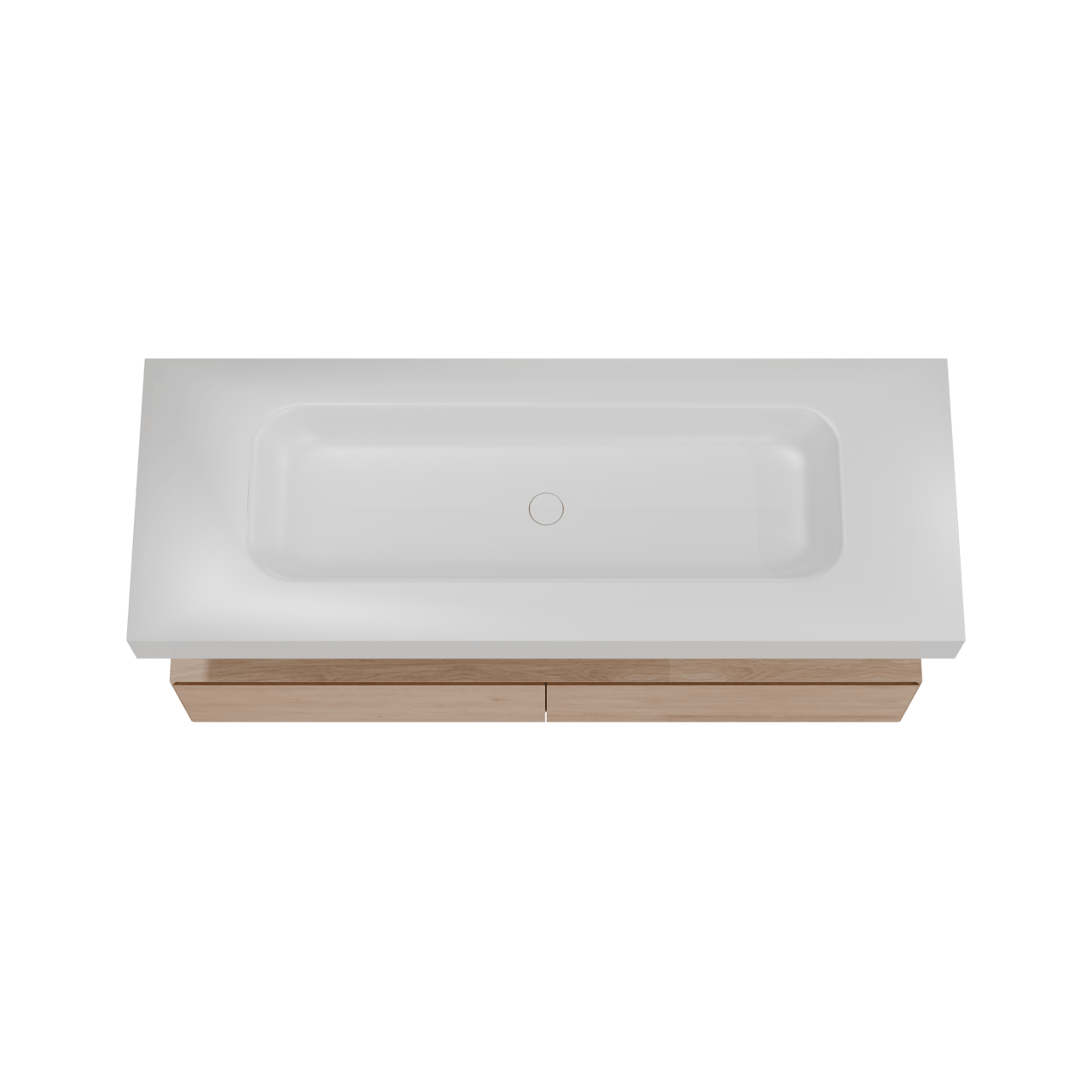 Balmani Mitra Elements meuble salle de bains suspendu 150 x 55 cm chêne naturel avec Arcato lavabo simple pour 2 trous de robinet en solid surface blanc mat