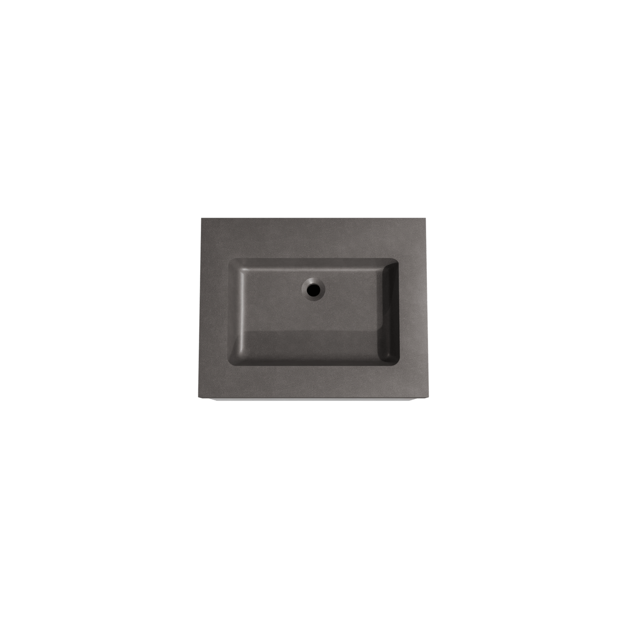 Storke Edge meuble salle de bains suspendu 65 x 52 cm béton gris foncé avec Scuro High plan simple en quartz noir mat