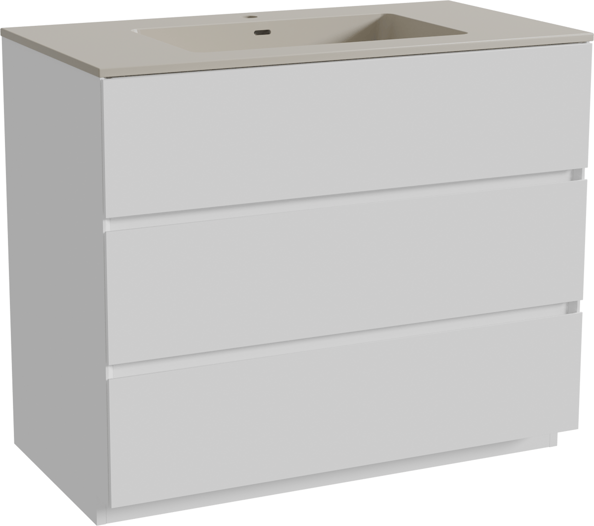 Storke Edge freistehendes Möbelstück Set: 95 x 52 cm, Weiß glänzend, mit Diva Einzelwaschtisch, Top Solid Seidengrau