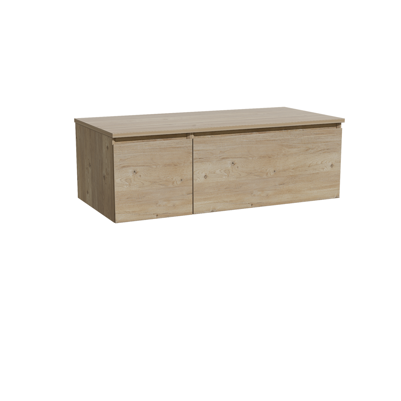 Storke Edge hängendes Möbelstück Set: 110 x 52 cm, Rohe Eiche, mit Panton Einzel Waschtischplatte, Melamin Rohe Eiche