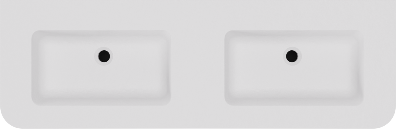 Storke Soft meuble salle de bains suspendu 140 x 46 cm Sand mat avec Mata Soft double vasque en Solid Surface blanc mat, Nervure droite symétrique verticale