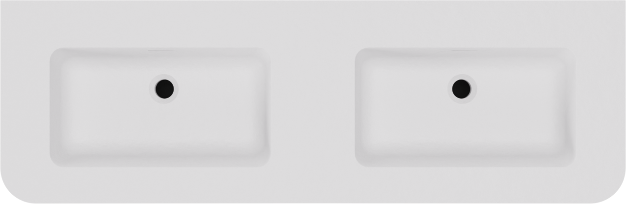 Storke Soft meuble salle de bains suspendu 140 x 46 cm Sand mat avec Mata Soft double vasque en Solid Surface blanc mat, Nervure droite symétrique verticale