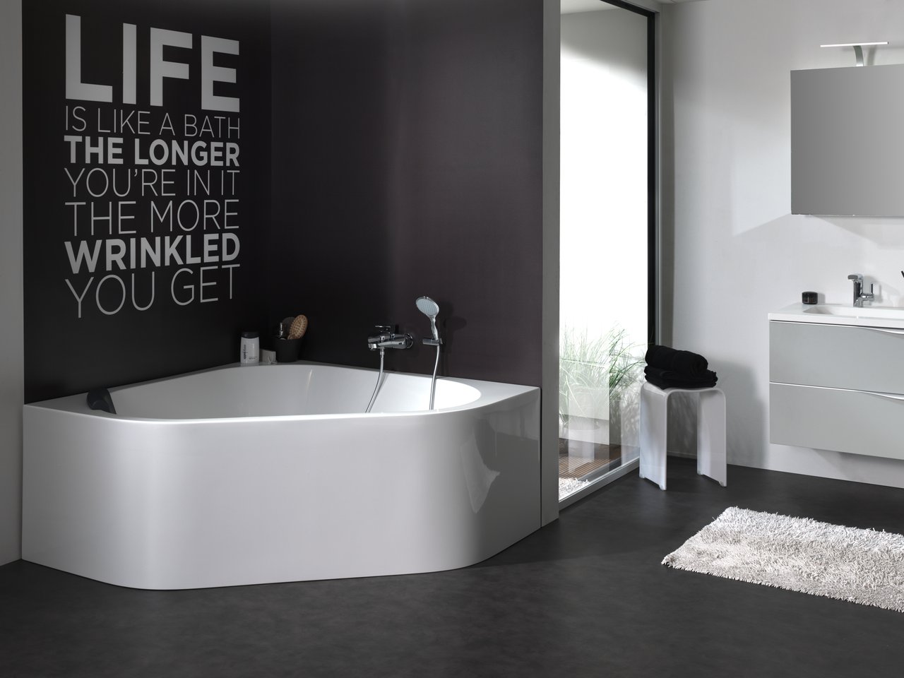 Luca Varess Idol baignoire d'angle gauche ou droite double 150 x 150 cm acrylique Blanc Brillant