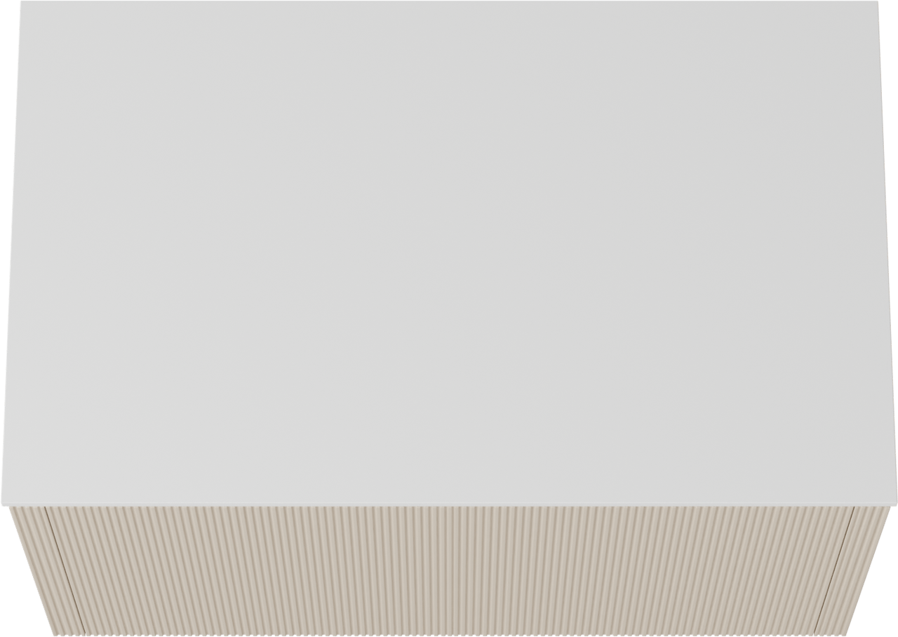 Balmani Eclips meuble salle de bains suspendu 90 x 55 cm Sandbeige avec Stretto tablette simple en Solid Surface blanc mat, Nervure droite symétrique verticale