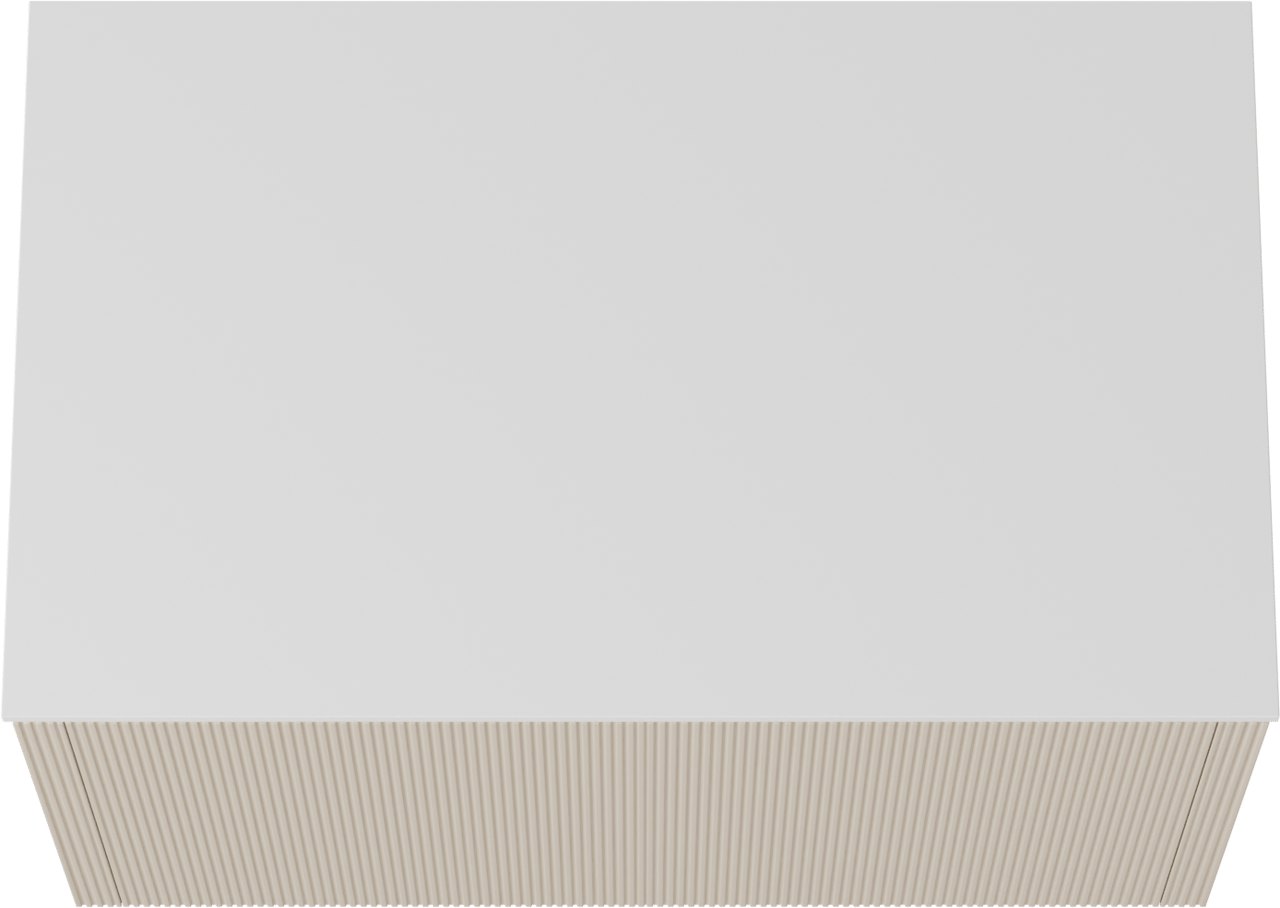 Balmani Eclips meuble salle de bains suspendu 90 x 55 cm Sandbeige avec Stretto tablette simple en Solid Surface blanc mat, Nervure droite symétrique verticale