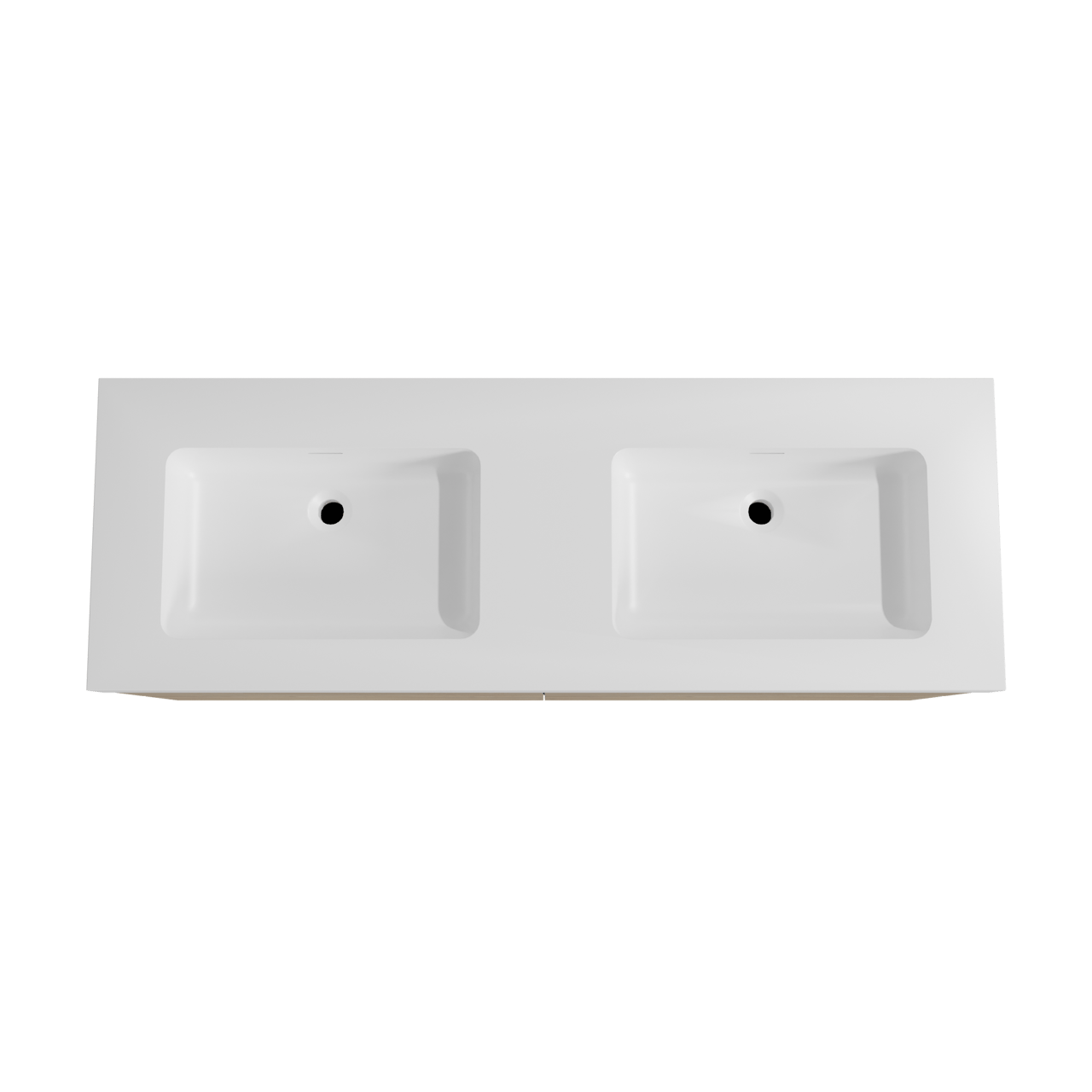 Storke Edge zwevend badmeubel 150 x 52 cm ruw eiken met Mata High dubbele wastafel in solid surface mat wit