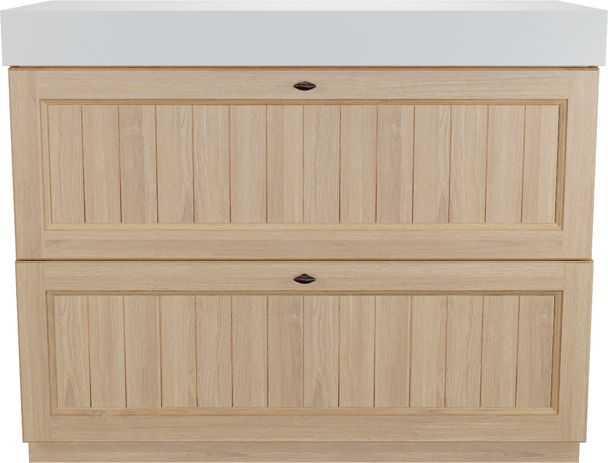 Balmani Lemon staand badmeubel 120 x 55 cm, fineer naturel eiken met Dominus enkel of dubbel wastafelblad in mat wit