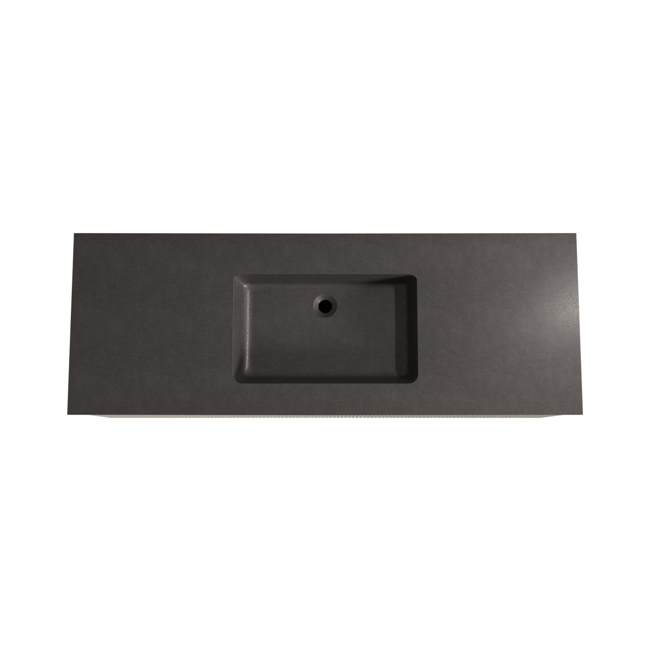 Storke Ribs zwevend badkamermeubel 145 x 52 cm ruwe eik met Scuro enkele wastafel in kwarts mat zwart, Verticale symmetrische rechte ribbel