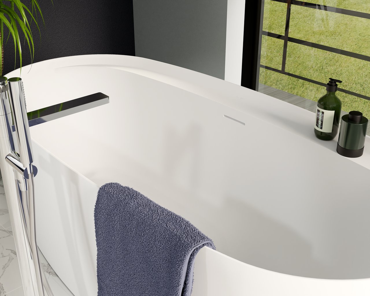 Luca Varess Sutilo ovale baignoire îlot 160 x 75 cm acrylique blanc mat avec tablette intégrée
