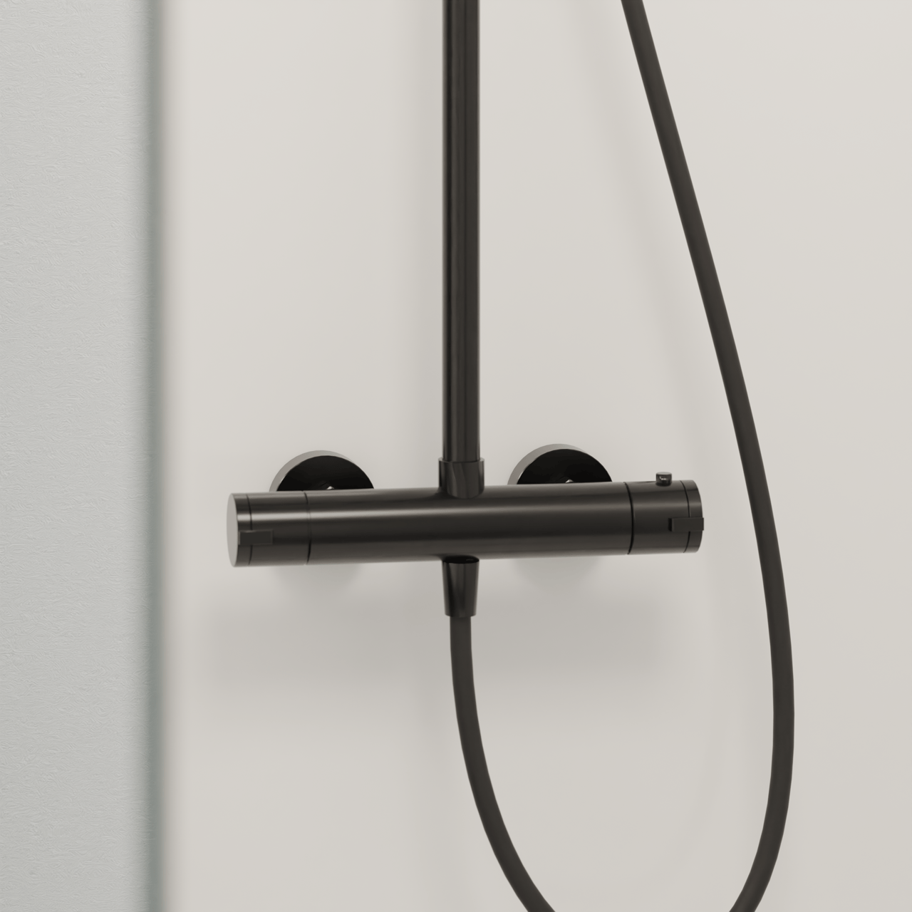 Linie Junos 200 Duschsystem mit Thermostat-Armatur Schwarz Matt