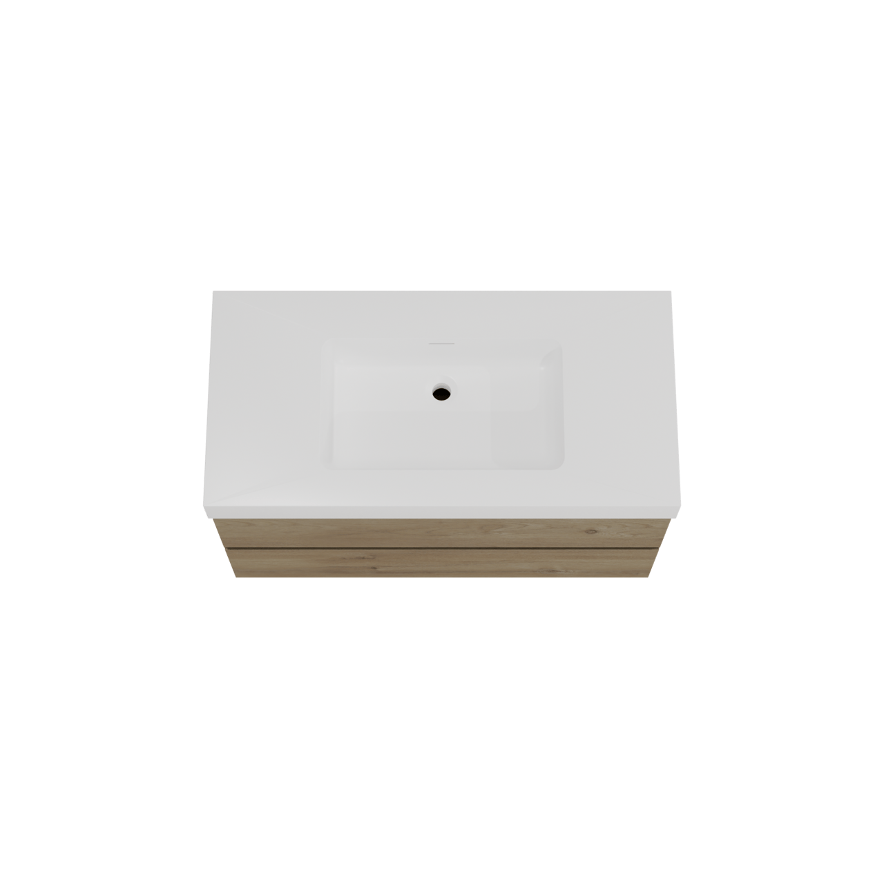 Storke Edge zwevend badmeubel 105 x 52 cm ruw eiken met Mata High enkele wastafel in solid surface mat wit