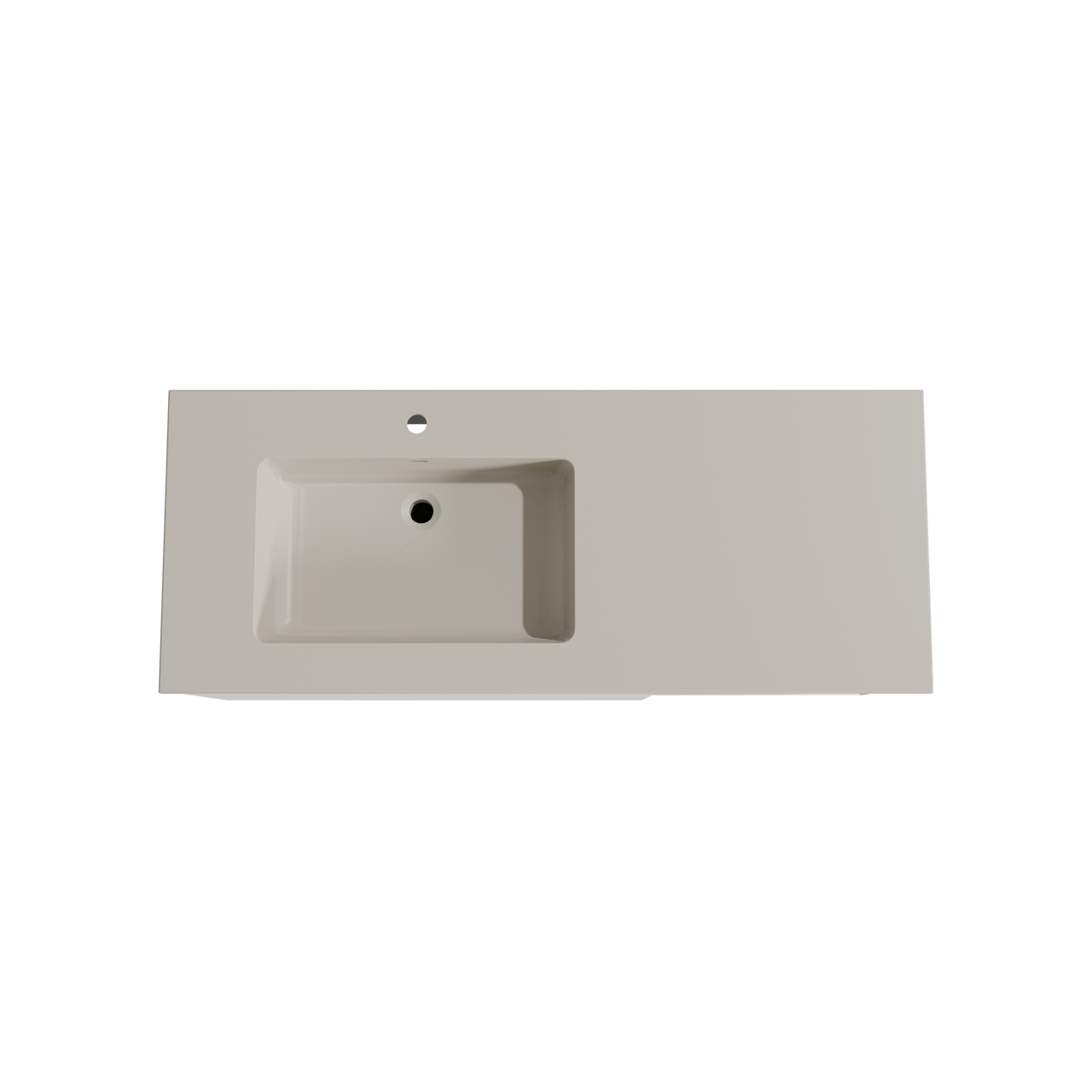 Storke Edge zwevend badkamermeubel 130 x 52 cm mat wit met Diva asymmetrisch linkse wastafel in top solid zijdegrijs