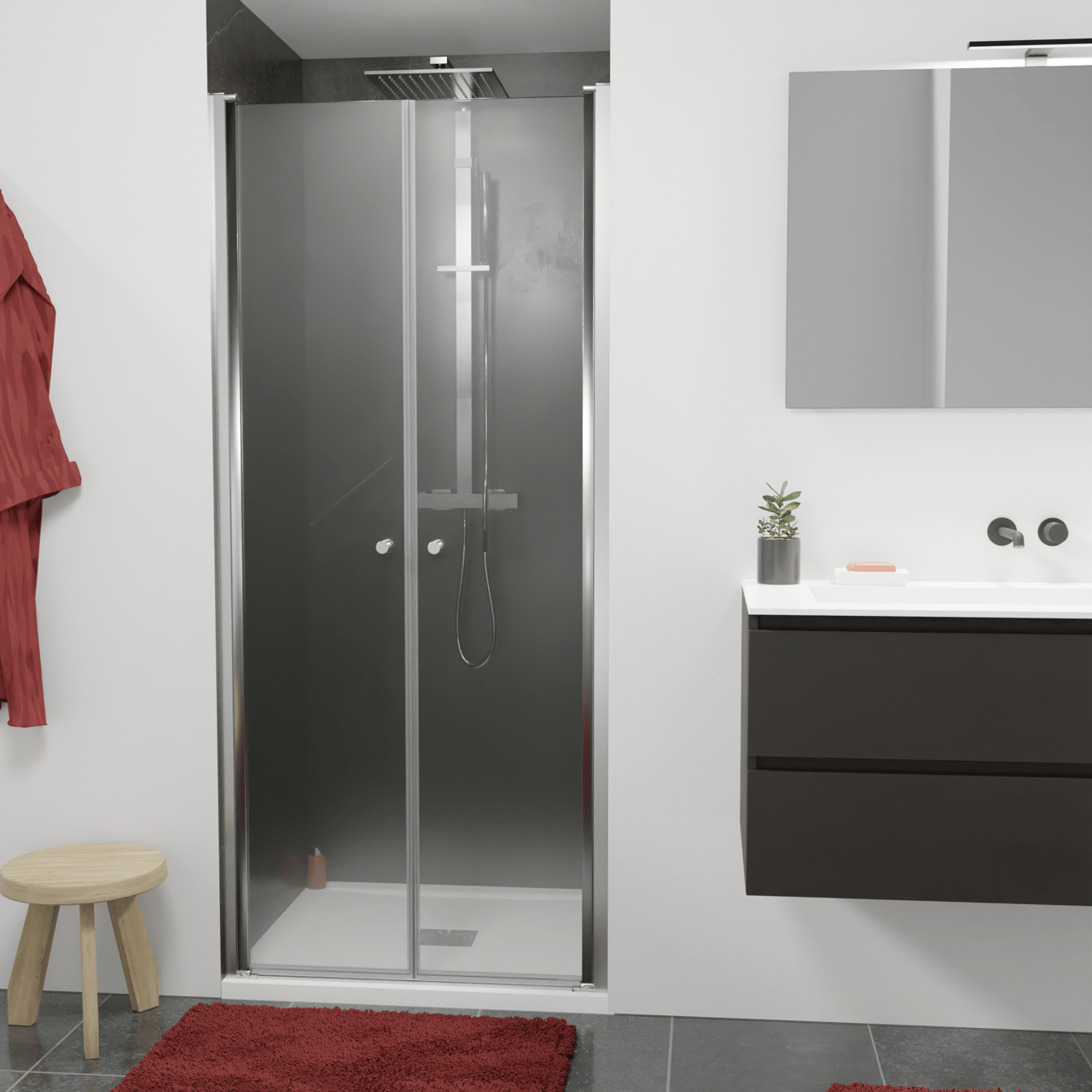 Luca Varess Kuresa Dusche Pendeltür, 90 x 200 cm, Klarglas, Chrom Profil, glänzend