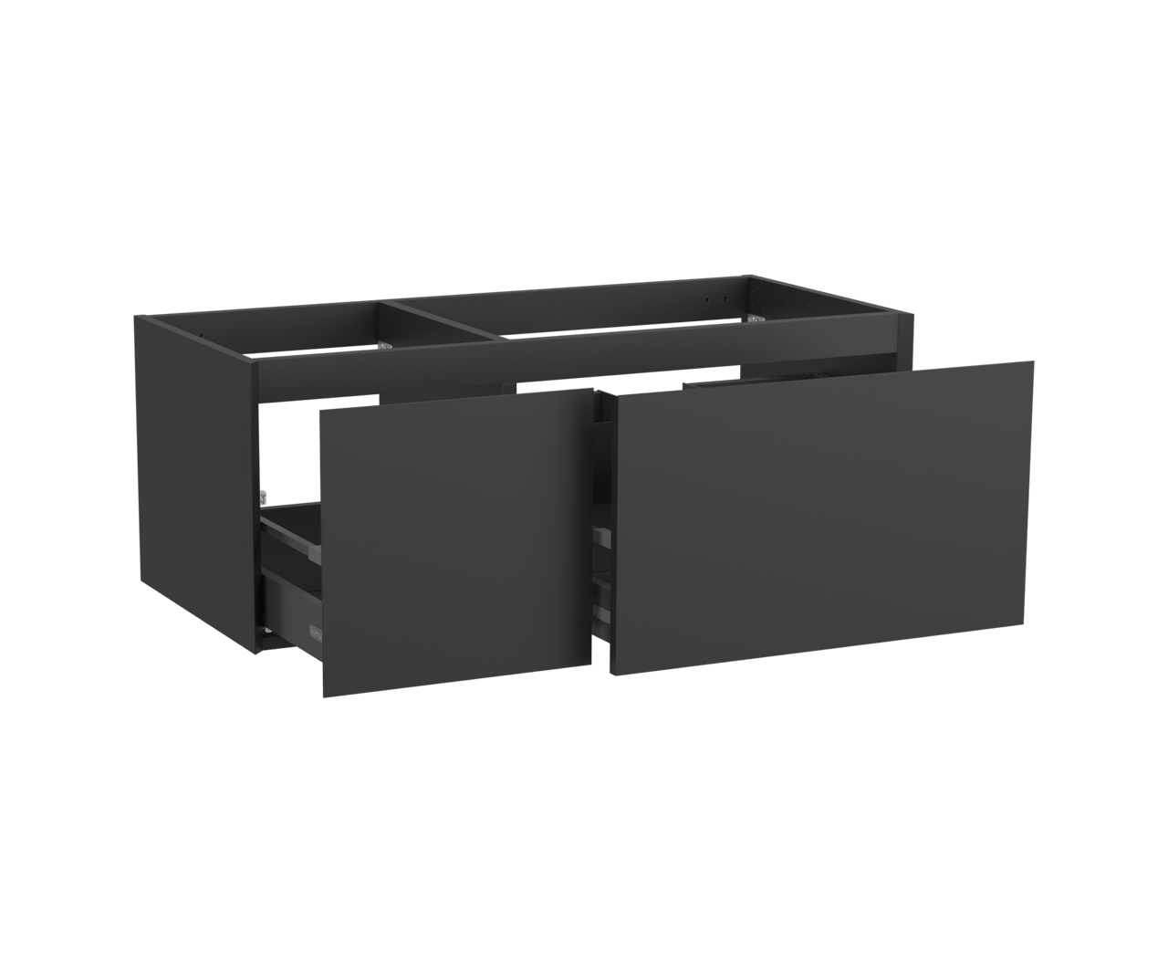 Balmani Idra meuble sous-lavabo suspendu 120 x 55 cm asymétrique droite noir mat 4 tiroirs