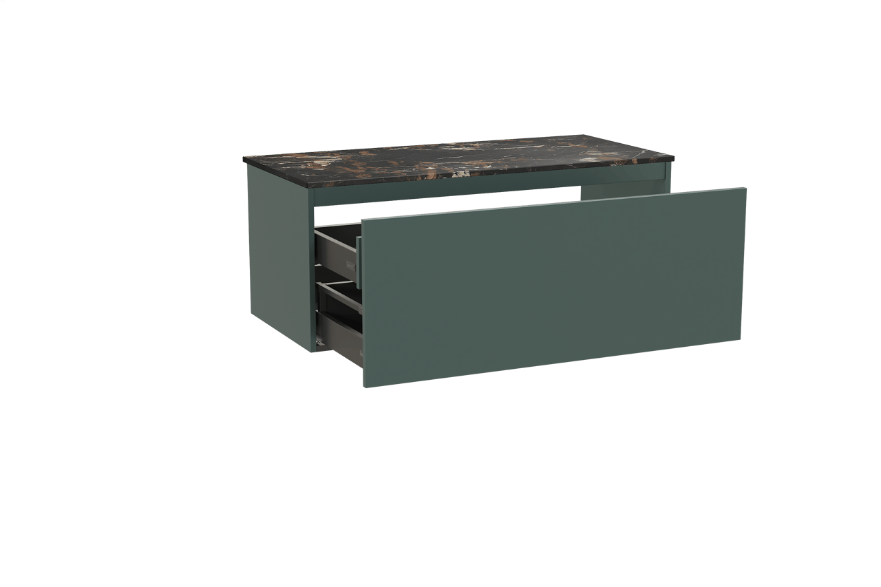 Balmani Sfera meuble salle de bains suspendu 120 x 55 cm forest avec Stretto tablette simple en marbre portoro gold