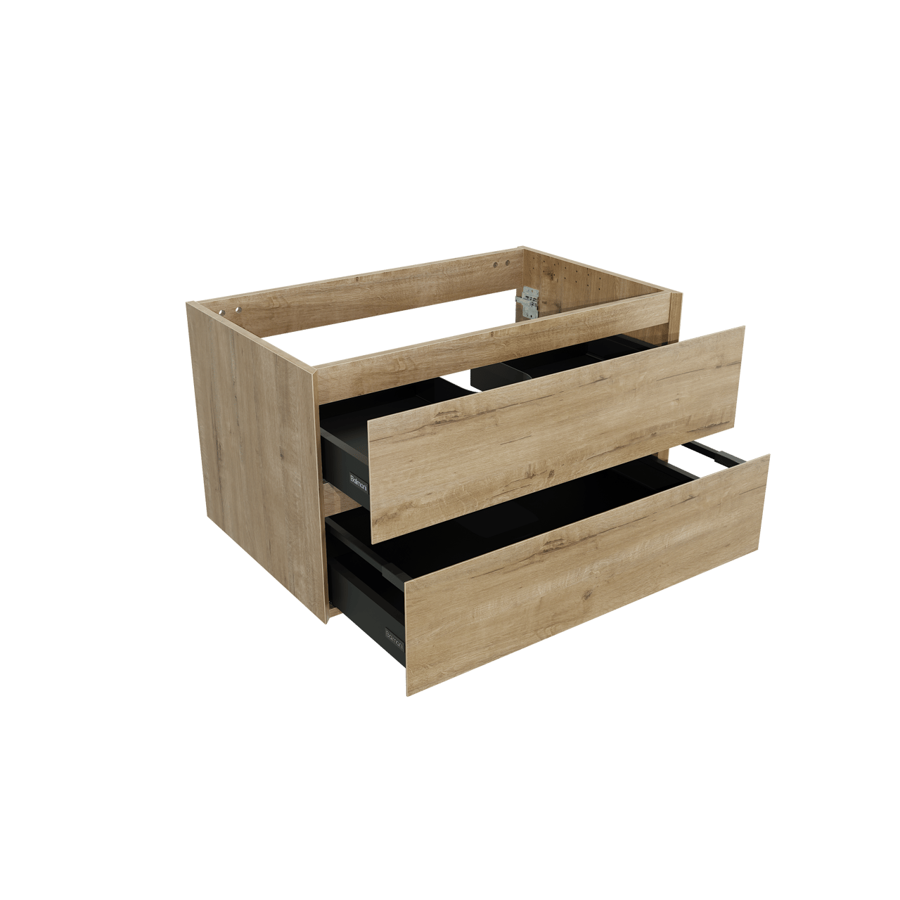 Balmani Mitra hängender Waschbeckenunterschrank 90 x 55 cm Eiche Rauh 2 Schubladen