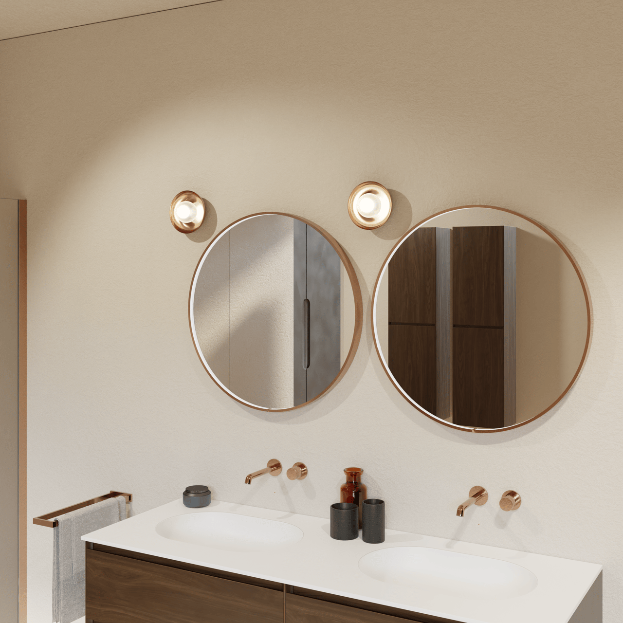 Balmani Secret miroir rond Brushed RoseGold lumineux et anti-buée Ø 70 cm