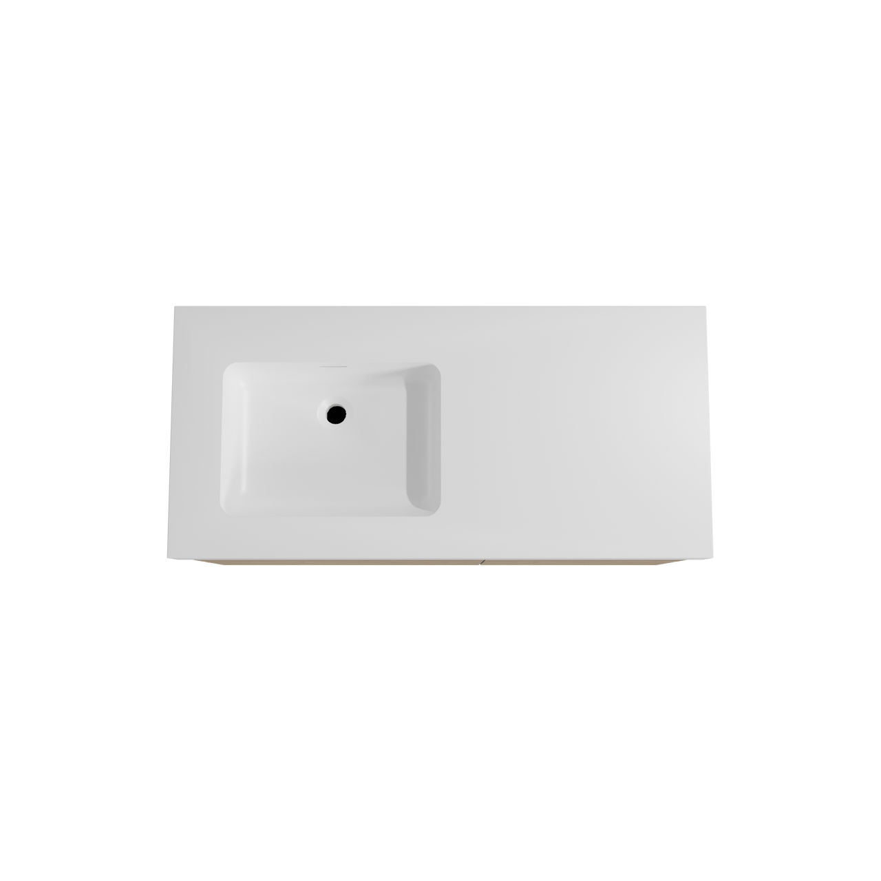 Storke Edge hängendes Möbelstück Set: 110 x 52 cm, Rohe Eiche, mit Mata High Waschtisch links, Solid Surface Weiß matt