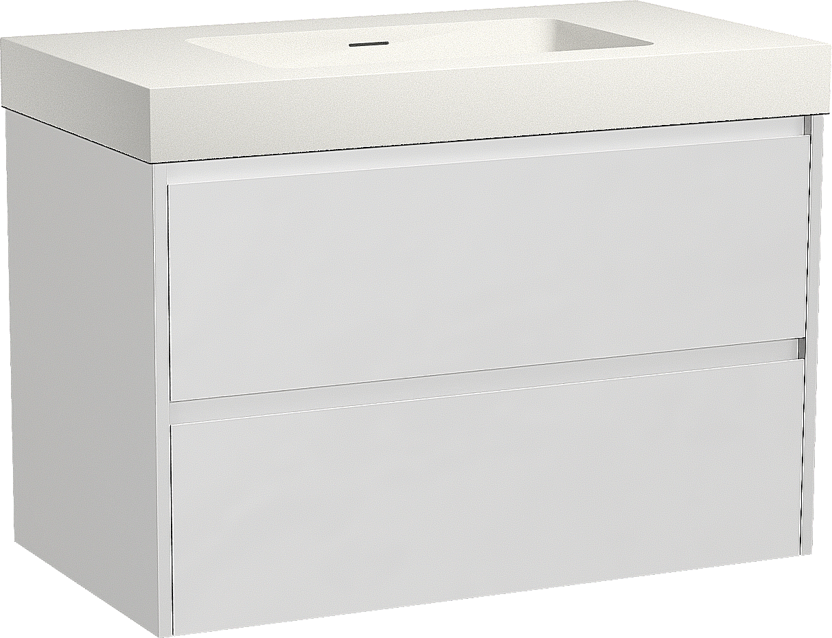 Storke Seda zwevend badmeubel 95 x 52 cm mat wit met Mata High enkele wastafel in solid surface mat wit