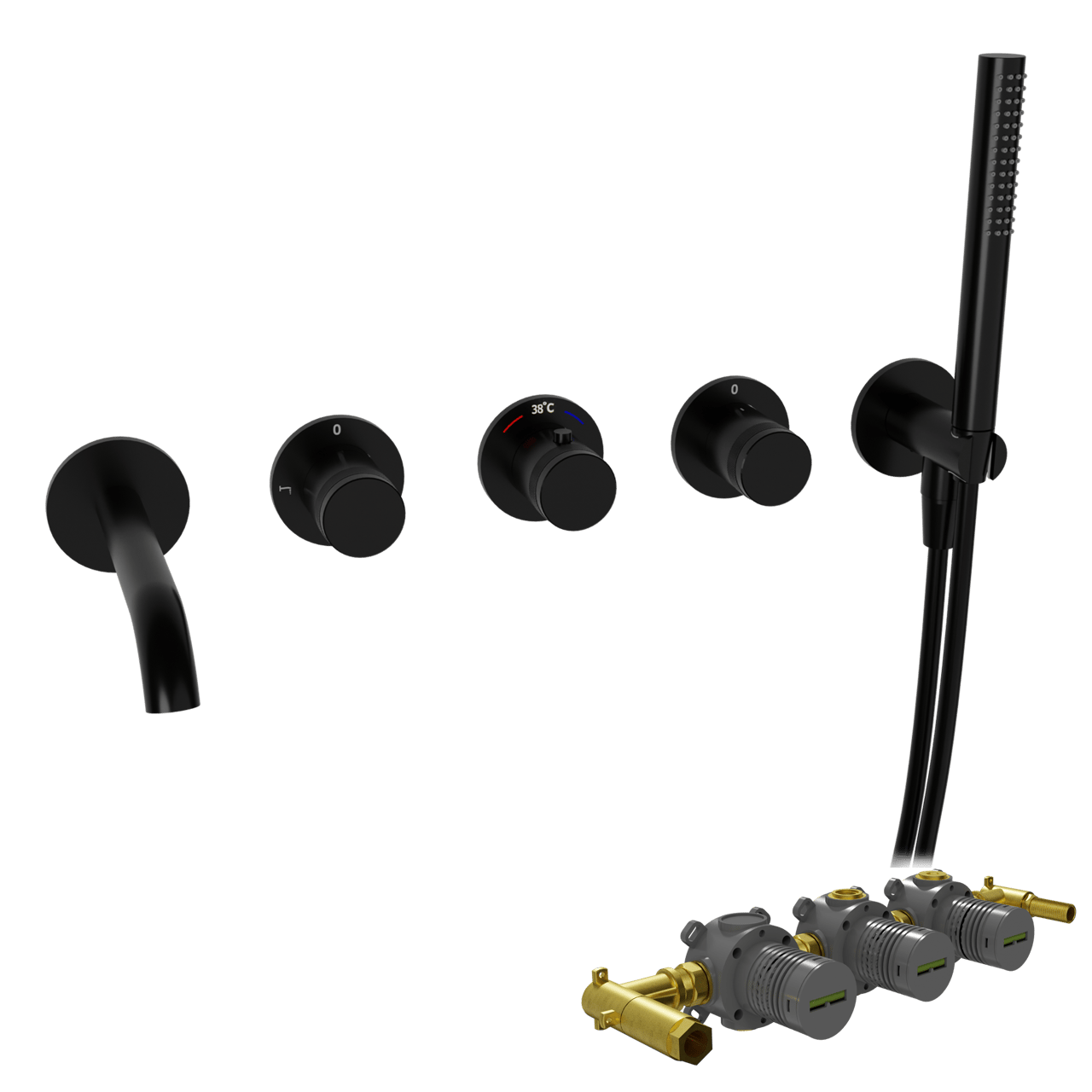 Blaufoss Pavilion Robinet de baigNoire encastré Noir Mat set douchette incl. incl élément intégré