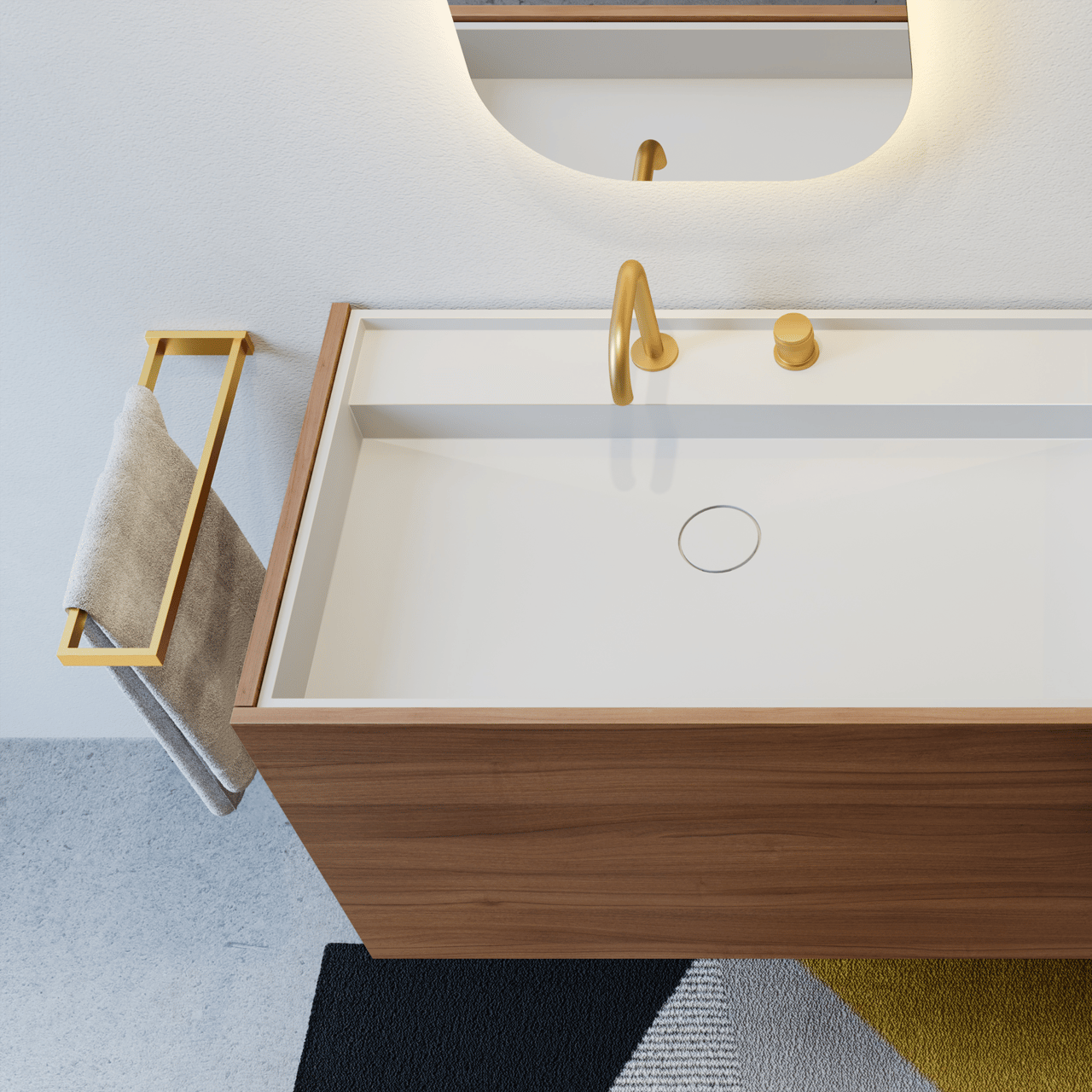 Blaufoss Noma dubbele handdoekhouder Brushed Gold 41cm