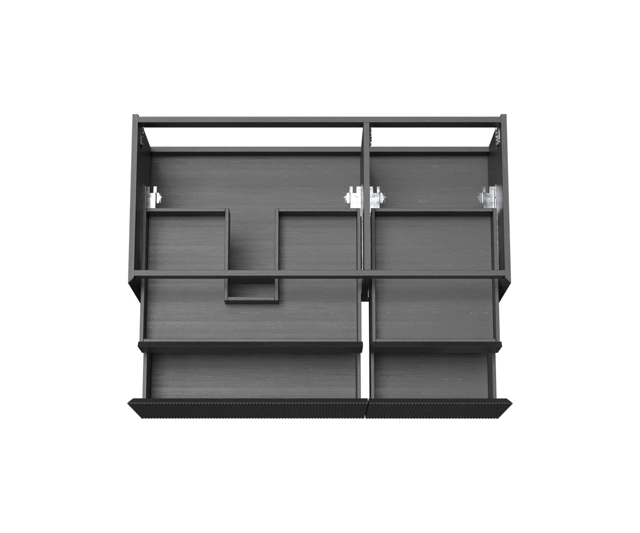 Balmani Fila hängender Waschbeckenunterschrank: 120 x 55 cm, asymmetrisch links, Eiche Schwarz, Furnierholz, 4 Schubladen