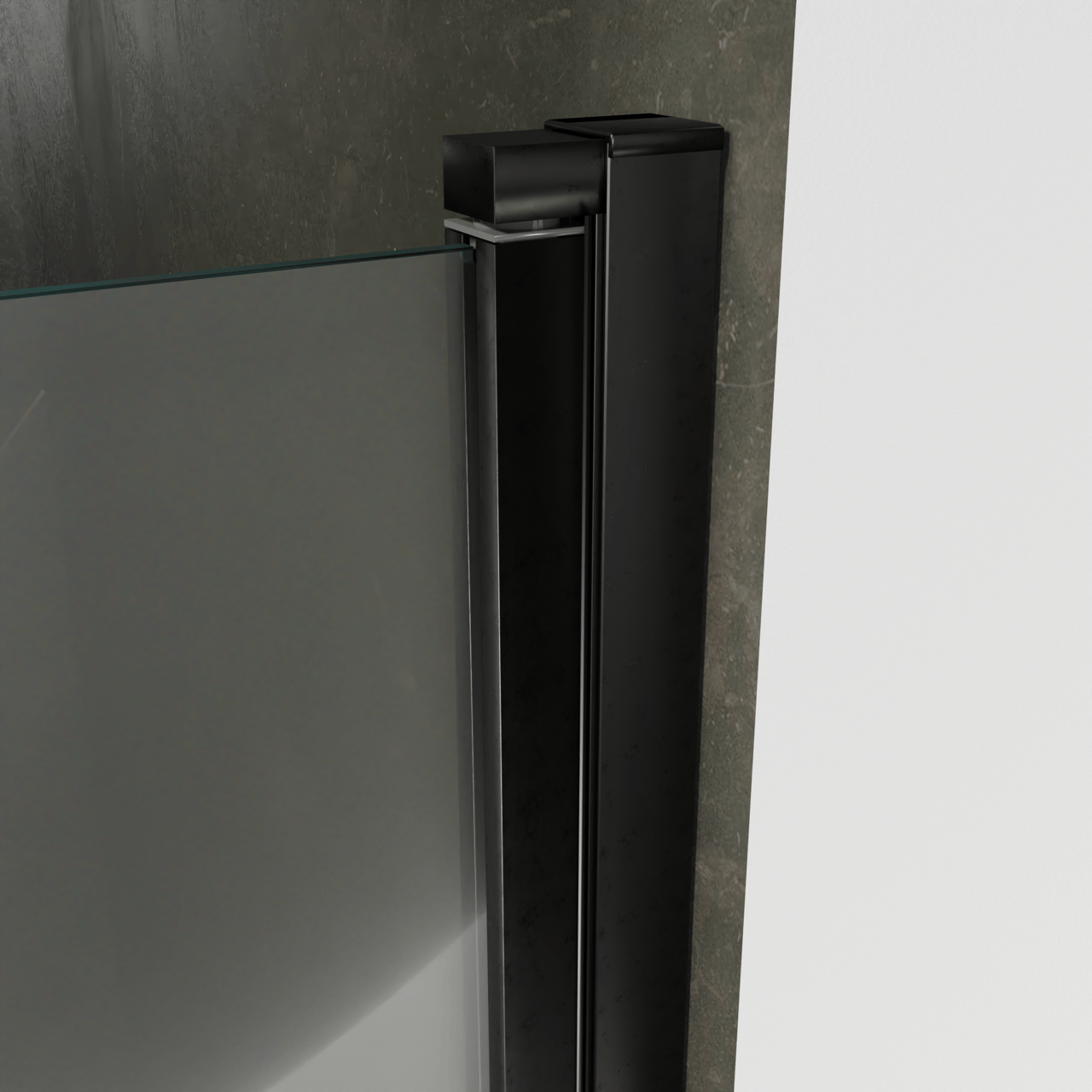 Luca Varess Kuresa porte battante 90 x 200 cm verre transparent avec bande matte profil noir mat