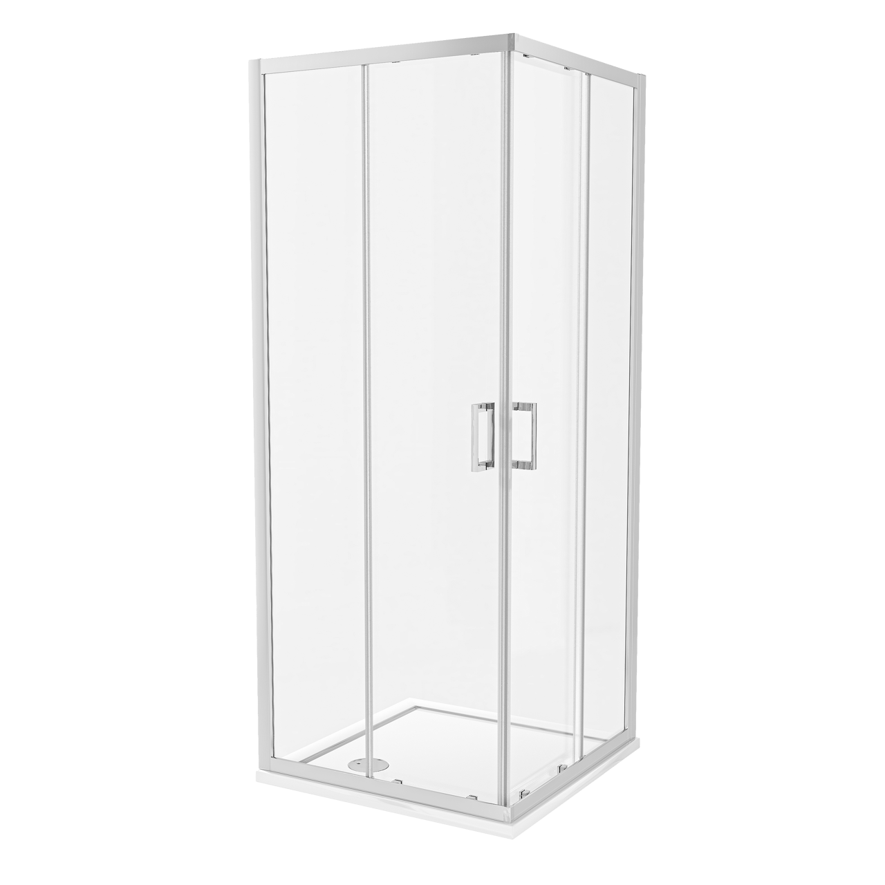 Luca Varess Vidor douchehoek met hoekinstap en 2 schuifdeuren 80 x 80 cm helder glas glanzend chroom profiel