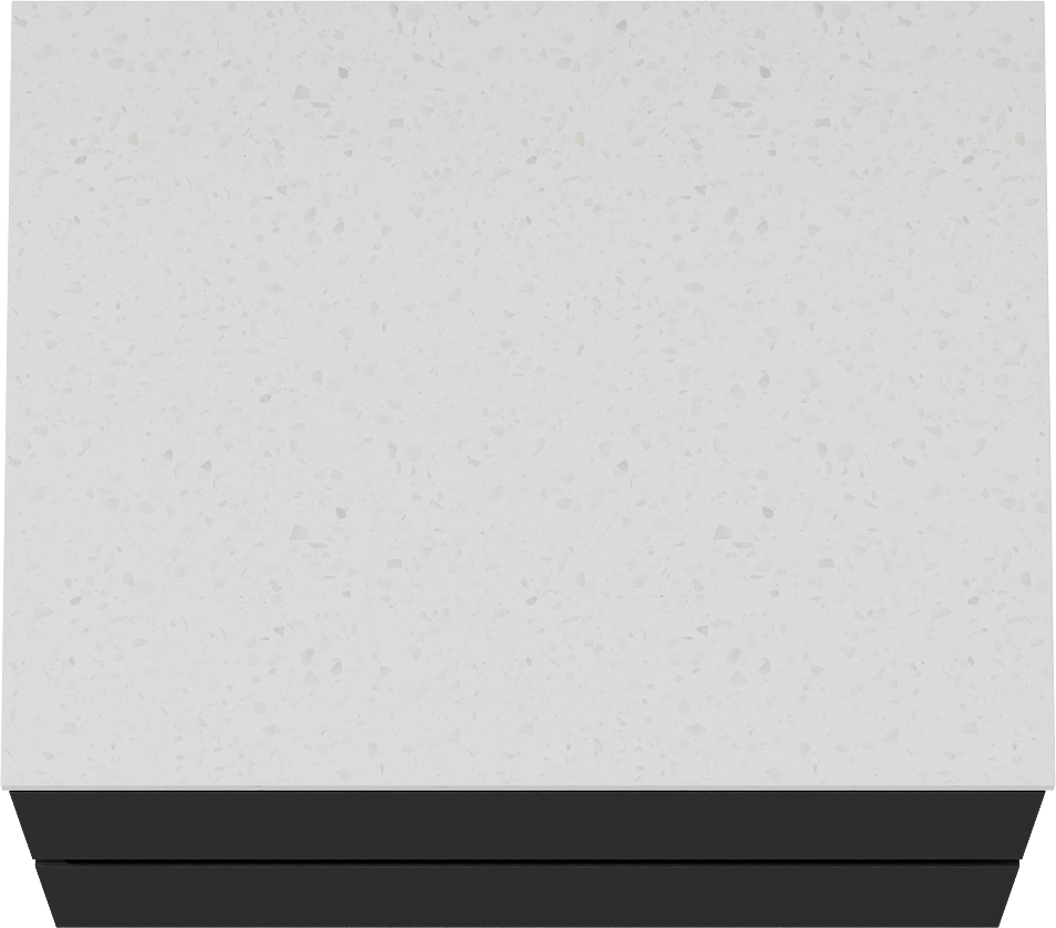 Linie Lado meuble salle de bains suspendu 60 x 46 cm noir mat avec Lado tablette simple en mélaminé terrazzo blanc