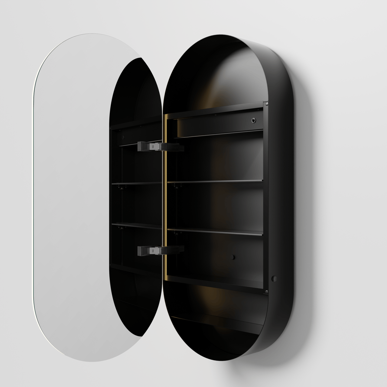 Balmani Mara spiegelkast 45 x 100 cm Mat Zwart met spiegelverlichting en anti-damp