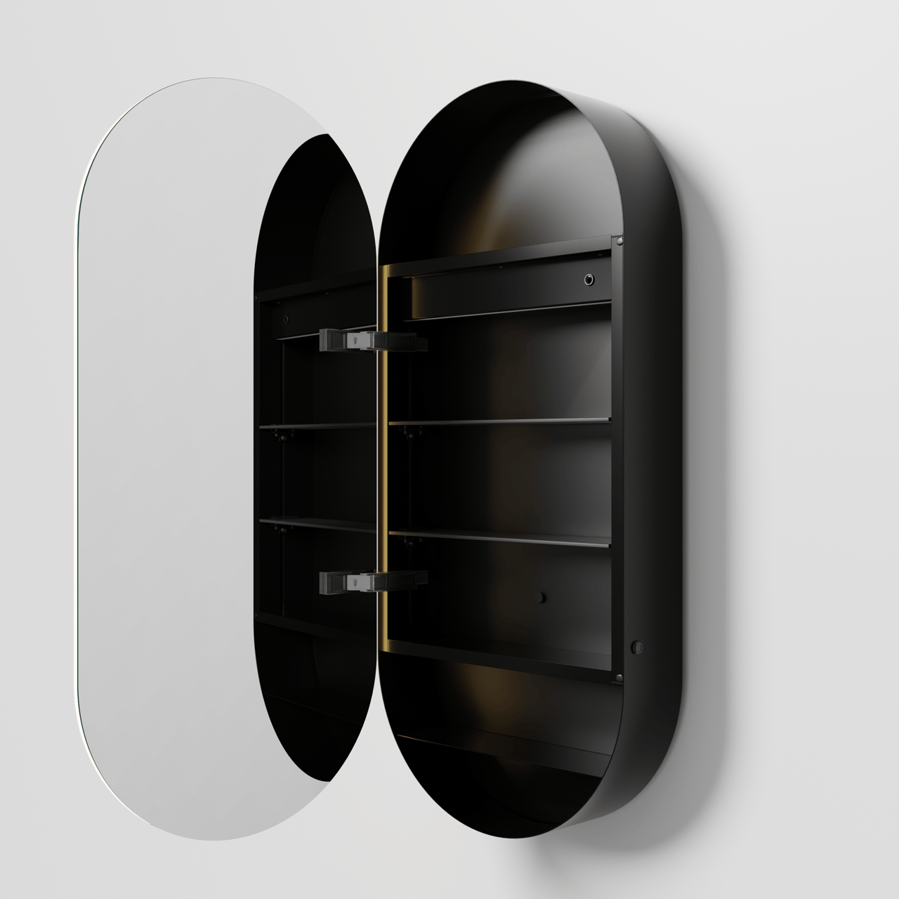 Balmani Mara spiegelkast 45 x 100 cm Mat Zwart met spiegelverlichting en anti-damp