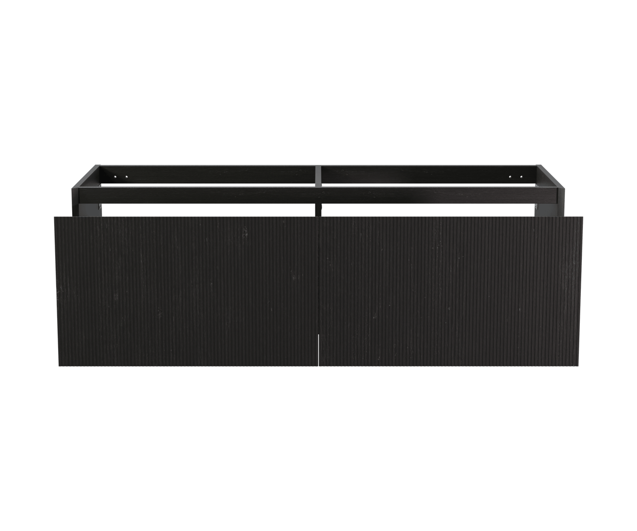 Balmani Fila hängender Waschbeckenunterschrank: 150 x 55 cm, Eiche Schwarz, Furnierholz, 4 Schubladen