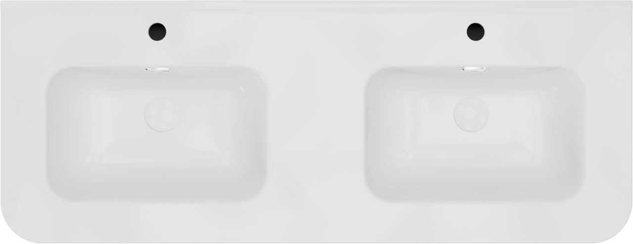 Storke Soft meuble salle de bains suspendu 120 x 46 cm Sand mat avec Kera Soft double vasque en porcelaine blanc brillant