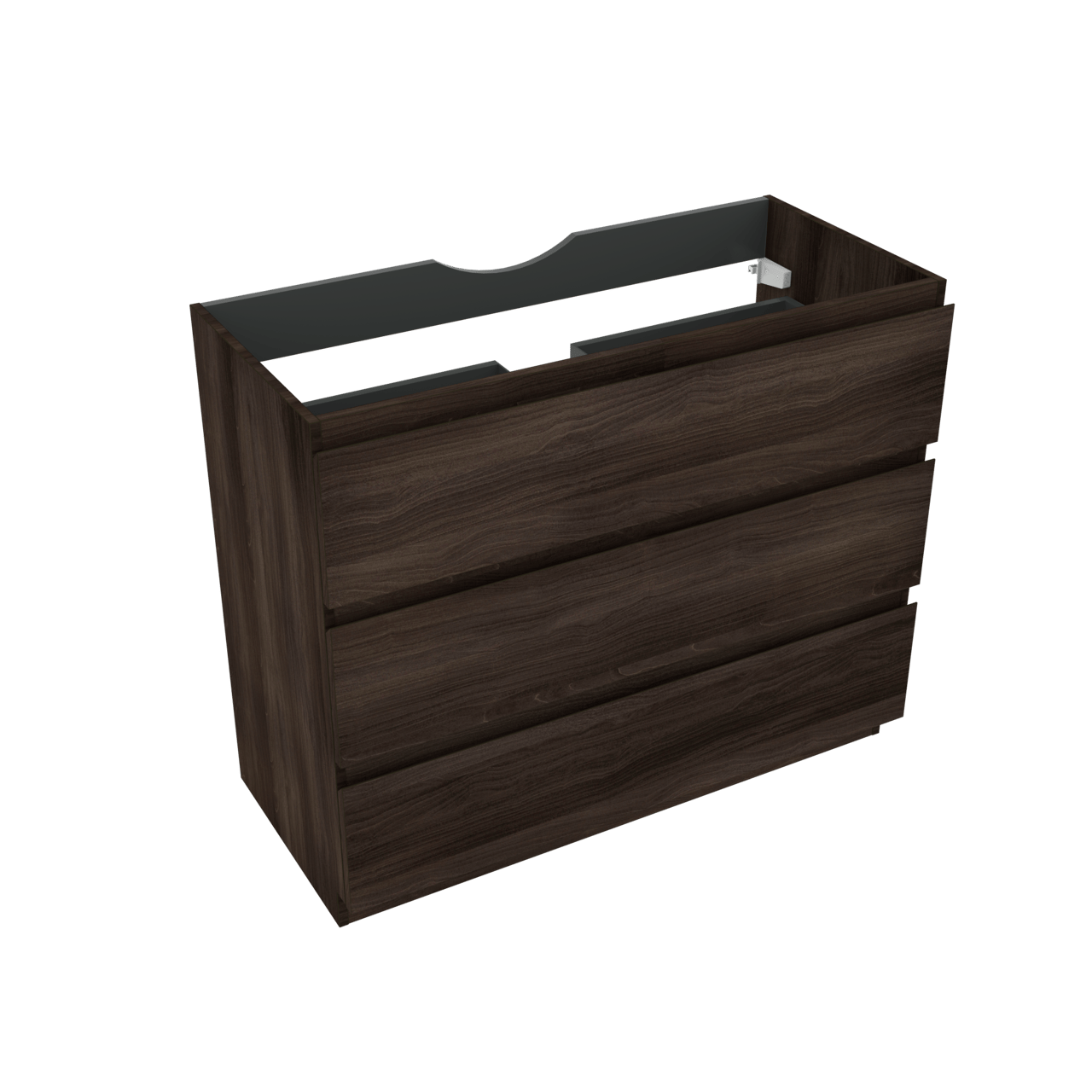 Linie Lado staande wastafelonderkast 100 x 46 cm donkere notelaar 3 lades