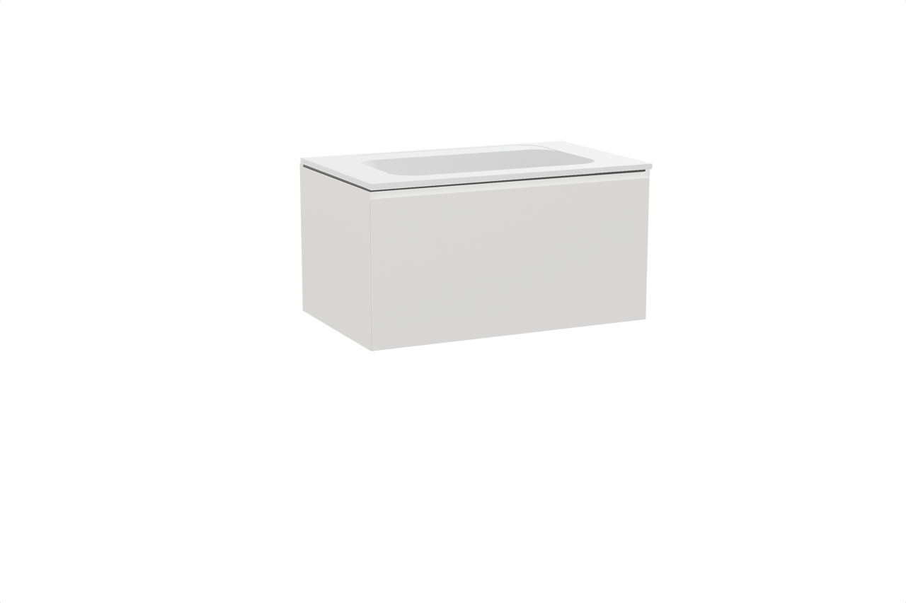 Balmani Idra zwevend badkamermeubel 90 x 55 cm mat wit met Tablo Strada enkele wastafel in composietmarmer mat wit