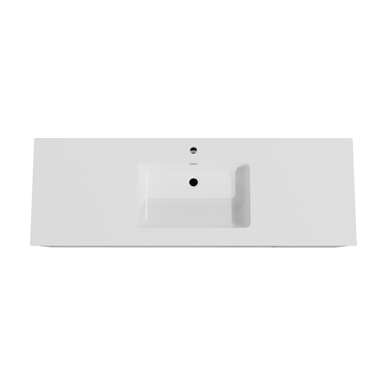 Storke Edge meuble salle de bains suspendu 155 x 52 cm béton gris foncé avec Diva plan simple en marbre composite blanc brillant