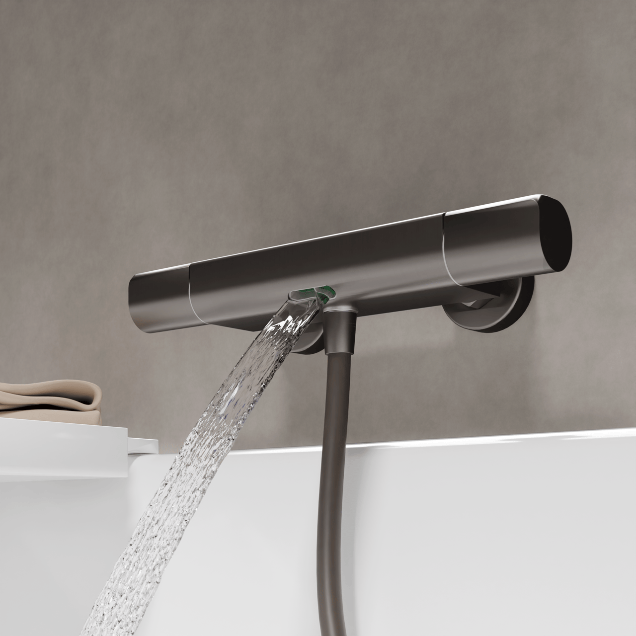 Blaufoss Eris thermostatische kraan muurmontage opbouw badkraan Brushed GunMetal