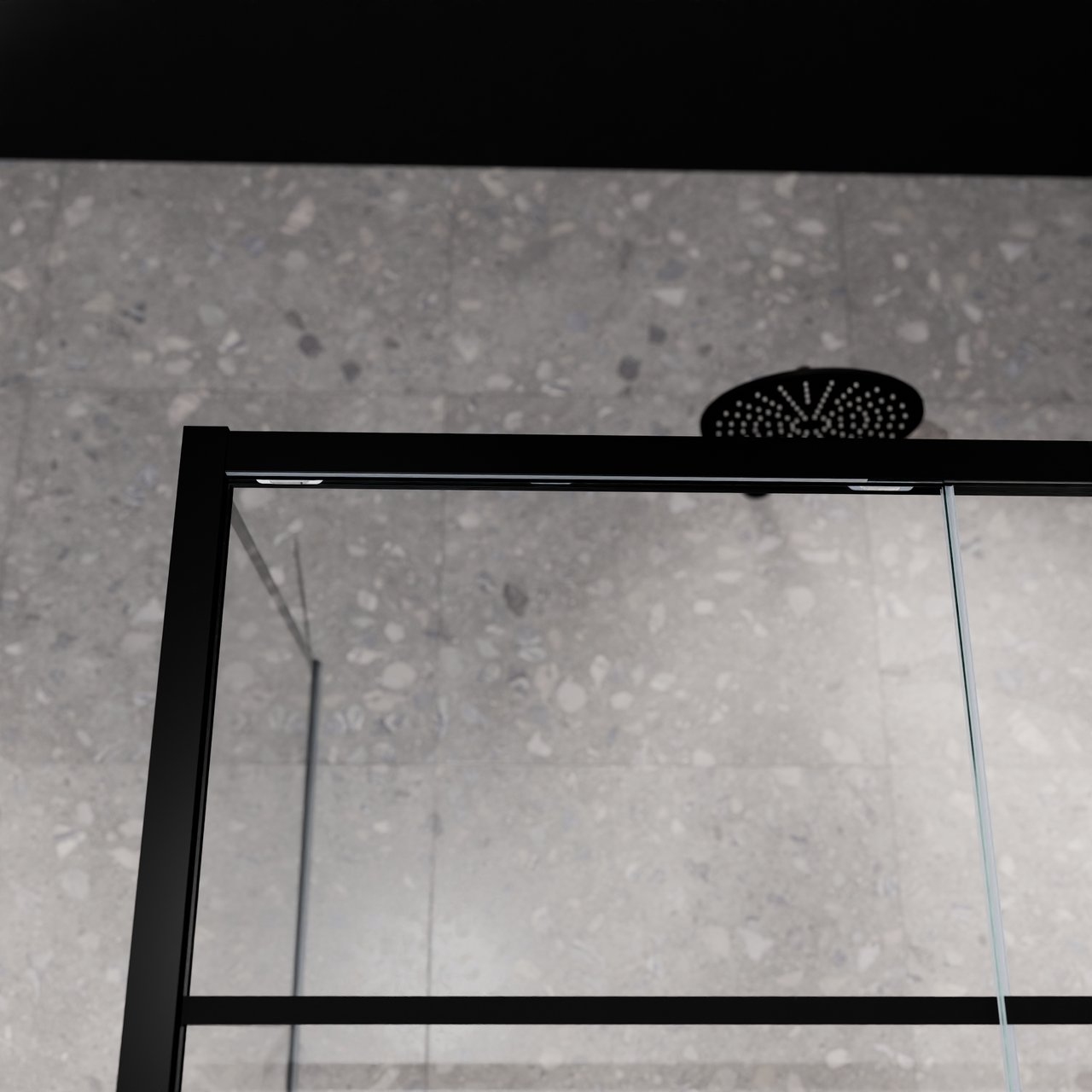 Balmani Senses Design Eckdusche: Schiebetür (Rechts) mit fixierte Seitenwand, 160 x 80 cm, Lined, Profil Schwarz matt, inklusive Coating