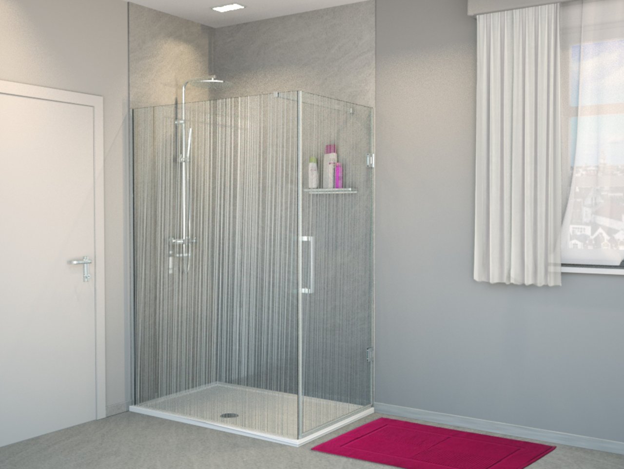 Balmani Modular inloopdouche met rechtse deur 120 x 200 cm mikado glas glanzend chroom profiel