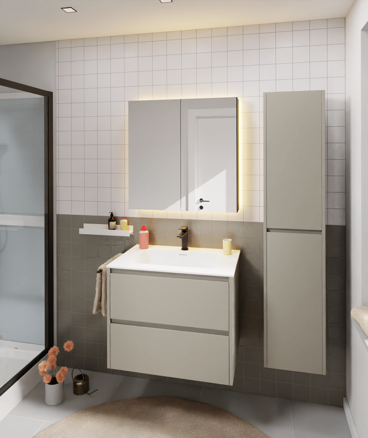 Luca Varess LED luminaire pour armoire de toilette 70 x 75 cm