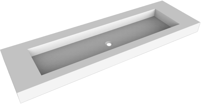 Balmani Modus Einzelwaschtisch für 2 Armaturenlöcher, Solid Surface matt, 180 x 55 cm