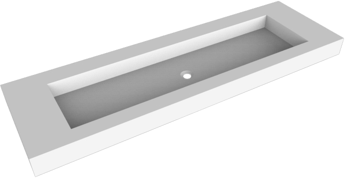 Balmani Modus Einzelwaschtisch für 2 Armaturenlöcher, Solid Surface matt, 180 x 55 cm